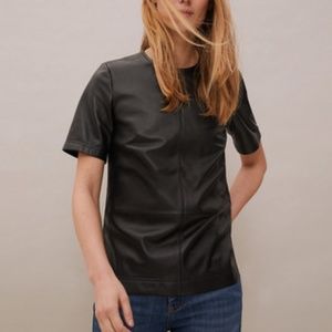 Short Sleeve Faux Leather Top